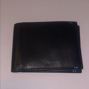 Lodis Black Leather Men's Bi-Fold Wallet with Blue Accent